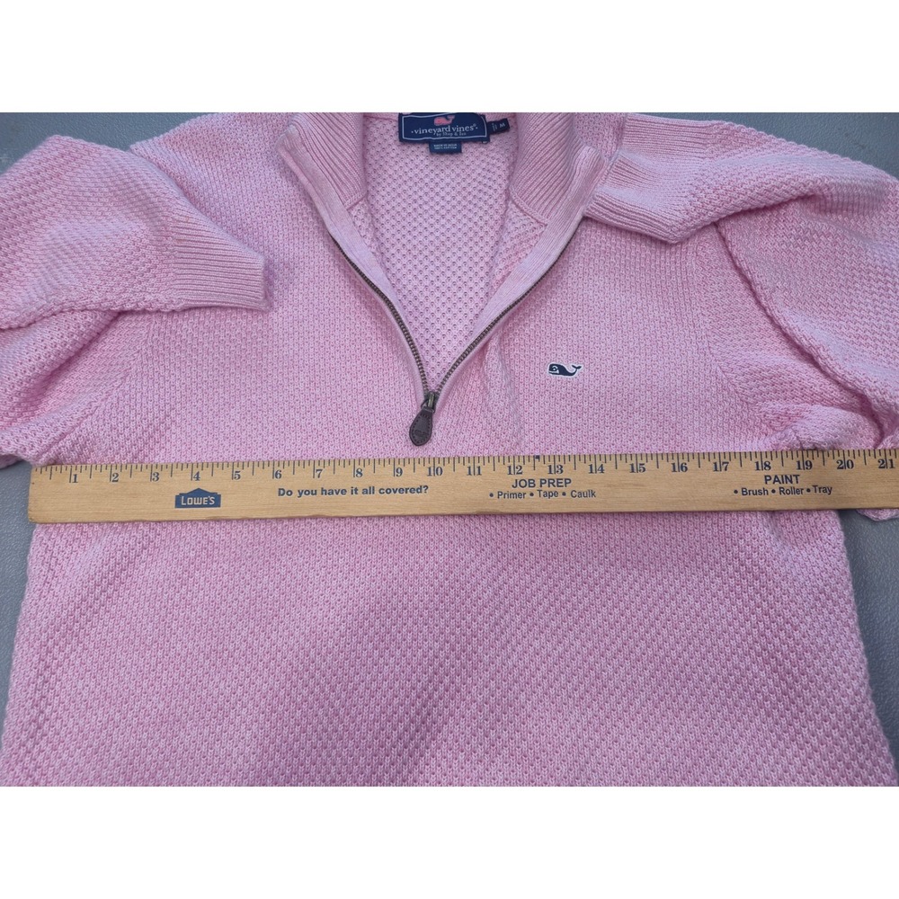 Vineyard Vines Mens Pink Cotton Honeycomb Knit Quarter Zip Sweater Size M - Picture 7 of 12